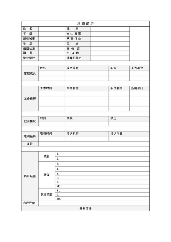 单页表格简历 31预览图