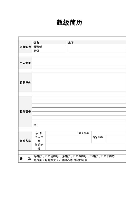 单页表格简历 38预览图