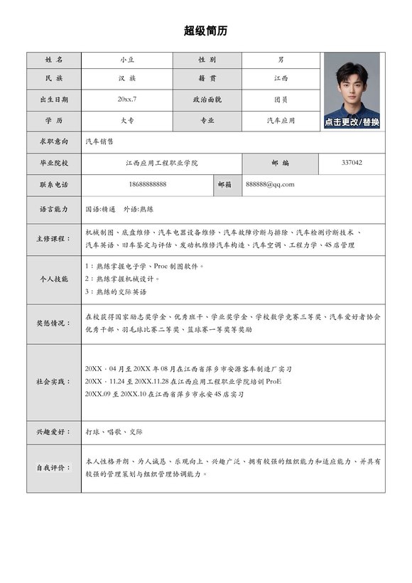 单页表格简历 46预览图