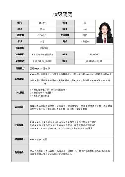 精选表格简历8--超级简历模板